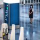 Ground staff stands in Tokyo's Haneda Airport.